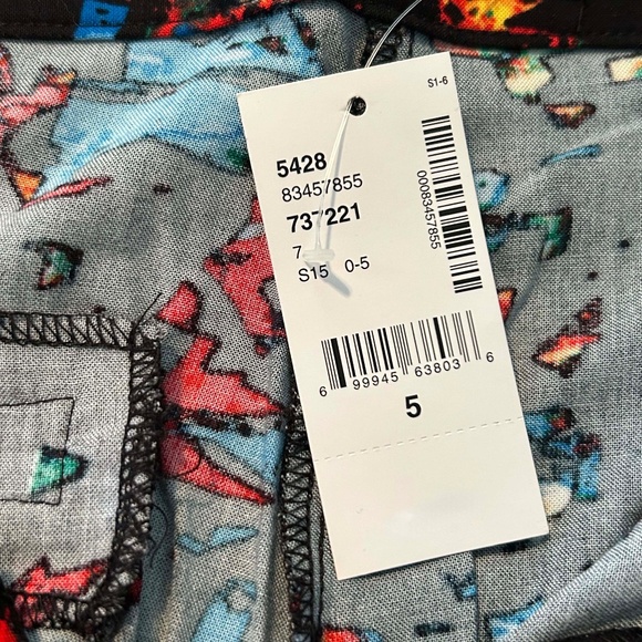 NEW PHOTOS! PANTS, BLACK MULTICOLOUR, SIZE 5, VISCOSE SOFT FABRIC, FRONT FLY, - Picture 16 of 16